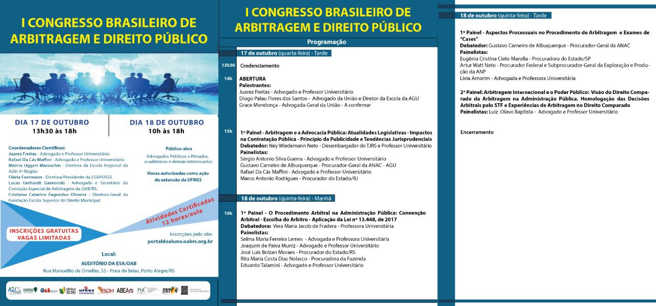 Porto Alegre recebe o I Congresso Brasileiro de Arbitragem e Direito Público