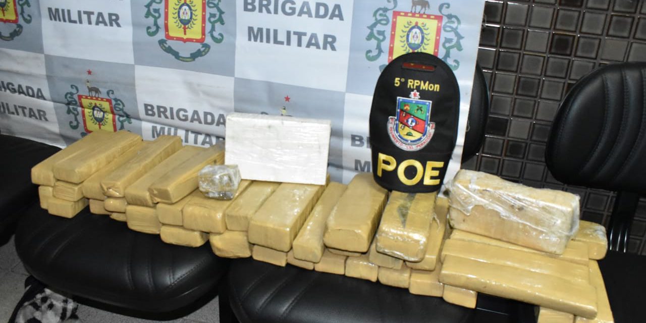Brigada Militar prende homem que carregava mais de 20kg de drogas em Santiago
