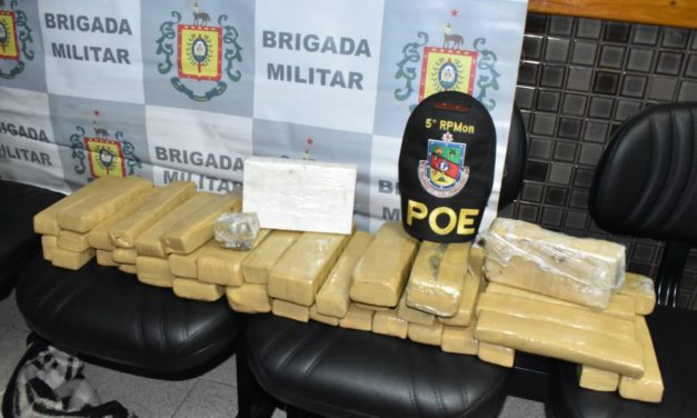 Brigada Militar prende homem que carregava mais de 20kg de drogas em Santiago