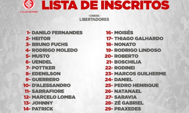 Inter divulga lista de inscritos na fase de grupos da Conmebol Libertadores