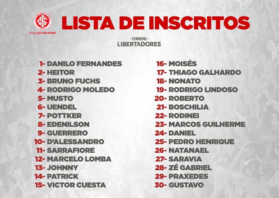Inter divulga lista de inscritos na fase de grupos da Conmebol Libertadores