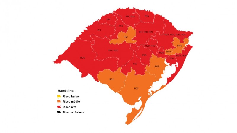 Mapa definitivo do Distanciamento Controlado mantém 15 regiões em bandeira vermelha