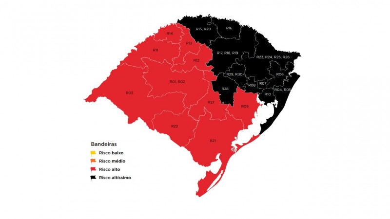 Com onze regiões em bandeira preta, governo do RS publica decretos com novas restrições