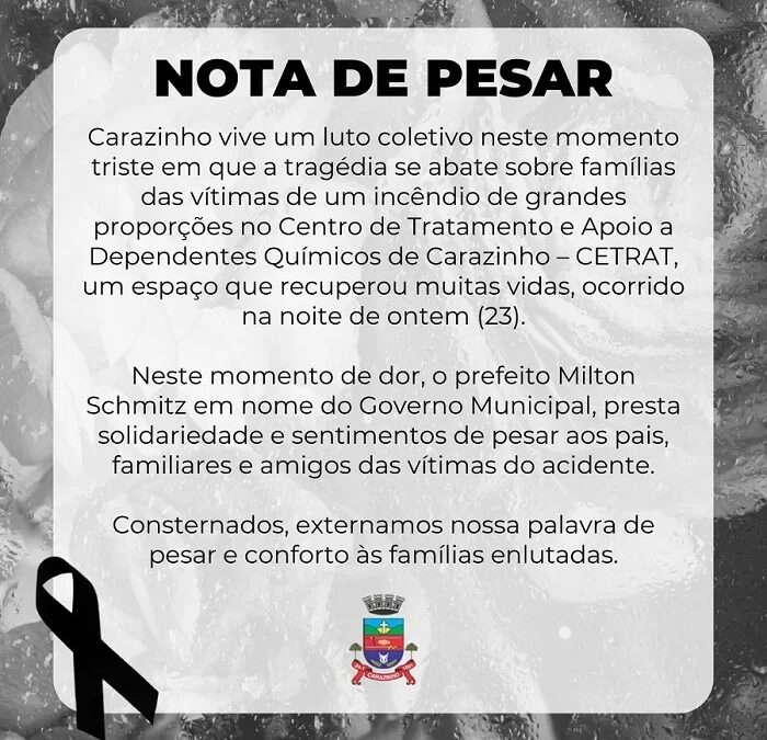 Carazinho decreta luto oficial de três dias
