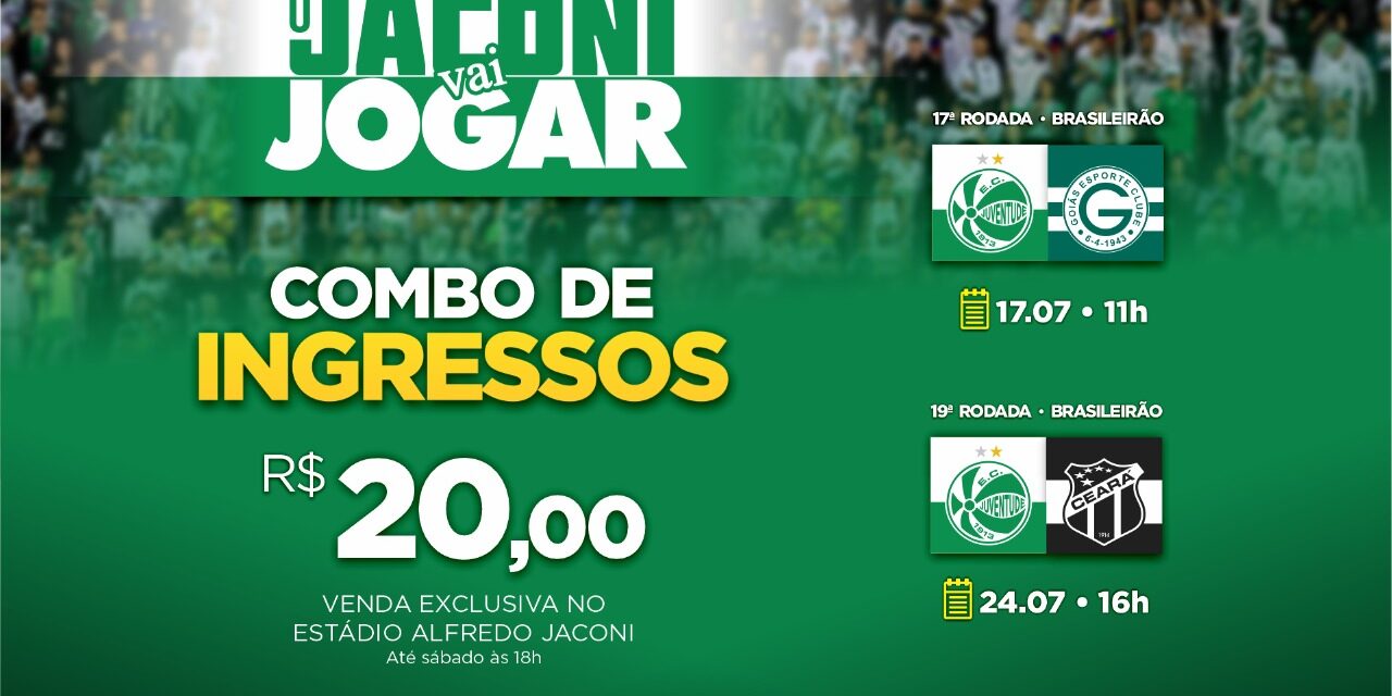 Juventude lança combo de ingressos a 20 reais para jogos contra Goiás e Ceará