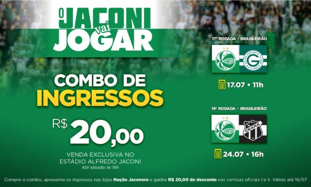 Juventude lança combo de ingressos a 20 reais para jogos contra Goiás e Ceará