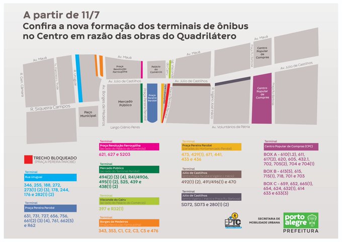 Quinze linhas de ônibus terão terminais alterados a partir de segunda