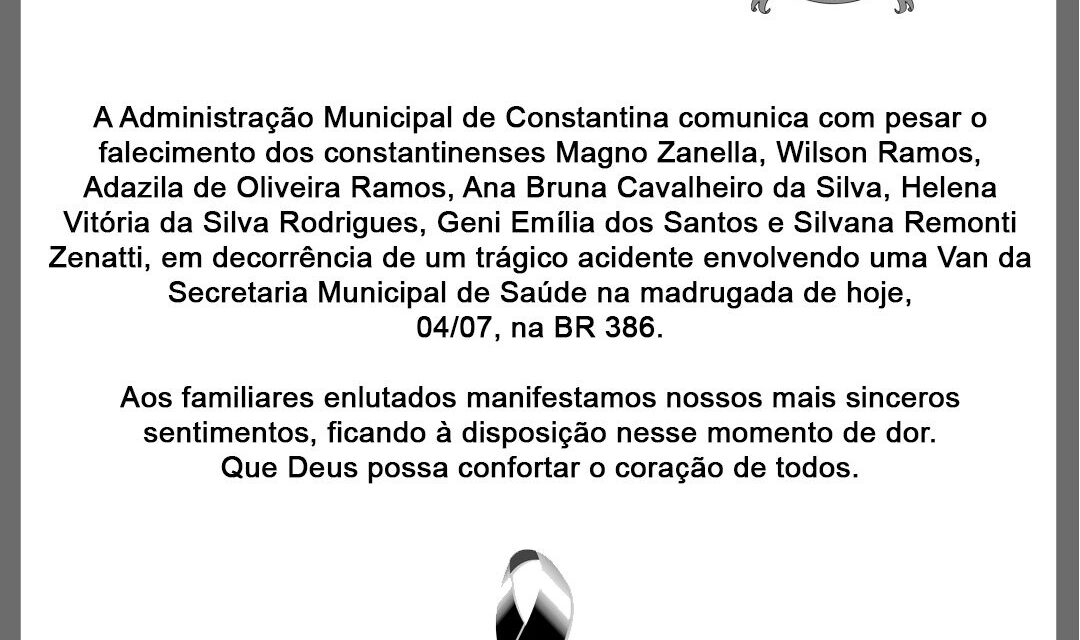 Confirmado os nomes das 7 vitimas do acidente em Sarandi