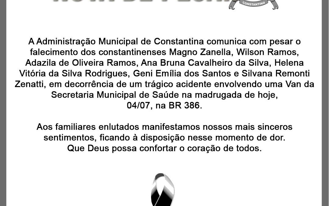 Confirmado os nomes das 7 vitimas do acidente em Sarandi