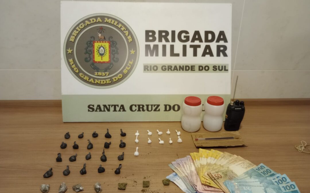 Brigada Militar prende homem por transportar mais de 40 porções de drogas em Santa Cruz do Sul