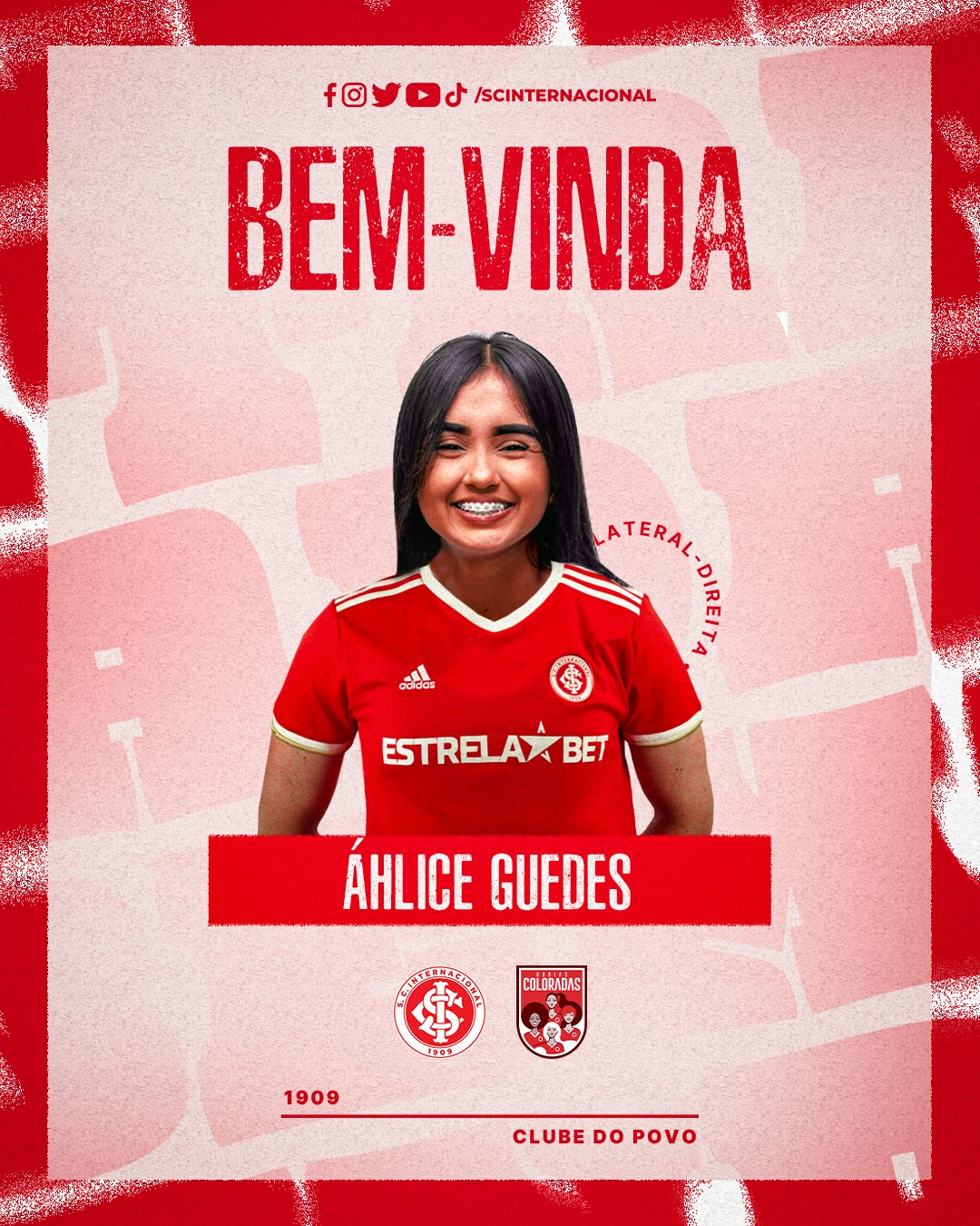 Áhlice Guedes é o novo reforço das Gurias Coloradas. Foto: Reprodução / Gurias Coloradas Twitter