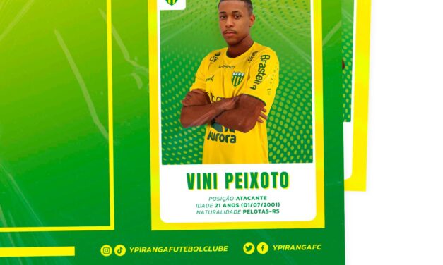 Ypiranga anuncia Vini Peixoto como novo reforço ofensivo