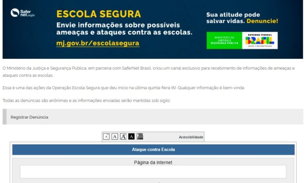 Ministério da Justiça abre canal para receber denúncias de ataques em escolas
