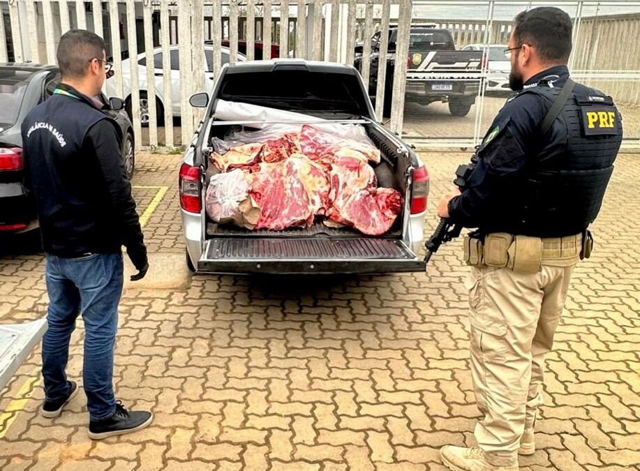 PRF prende homem com 350 quilos de carne sem procedência e refrigeração