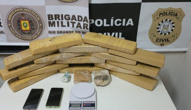 Brigada Militar e Polícia Civil de Jaguarão prendem um homem e apreendem grande quantidade de droga