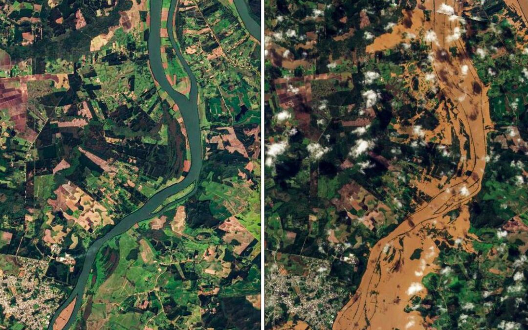 Imagens de satélite mostram alcance da destruição do ciclone no RS
