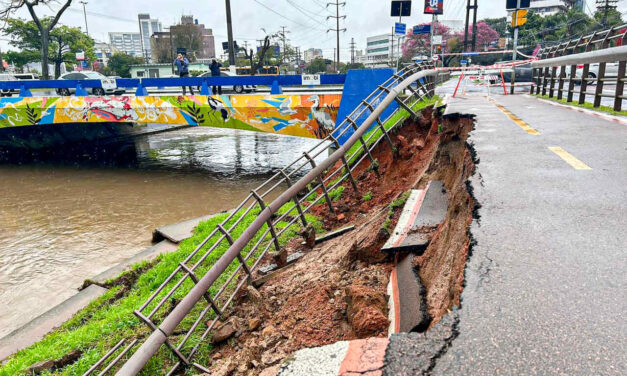 Trecho de talude do Arroio Dilúvio é isolado devido à chuva