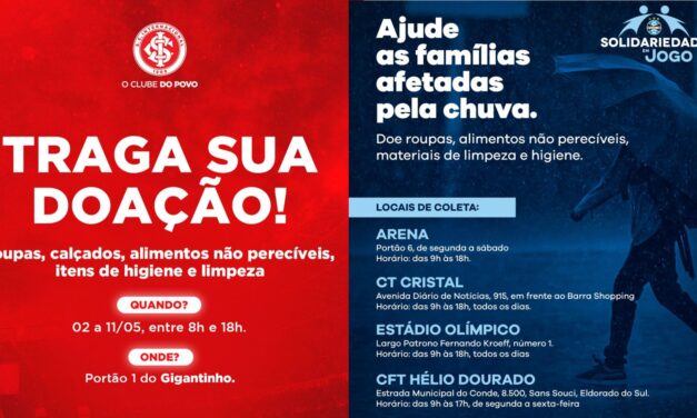 Dupla Gre-Nal se une em ações de solidariedade para vítimas da enchente no RS